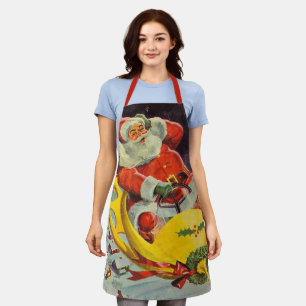 Vintage kerst, Kerstman in een ruimteschip Schort