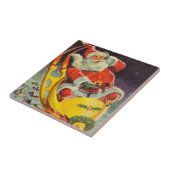 Vintage kerst, Kerstman in een ruimteschip Tegeltje (Zijkant)