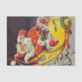 Vintage kerst, Kerstman in een ruimteschip Tissuepapier (Voorkant)