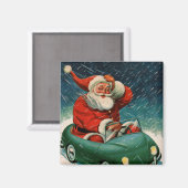Vintage kerst, Kerstman in een Schattigee auto Magneet (Voorkant / Achterkant)