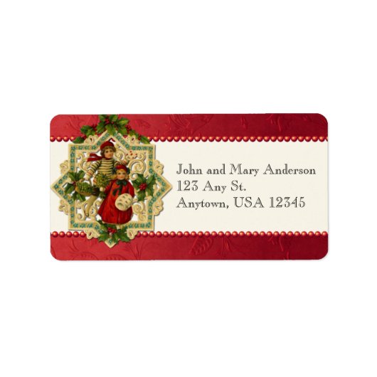 Vintage Kerst Kinderen Adresetiketten Etiket (Voorkant)