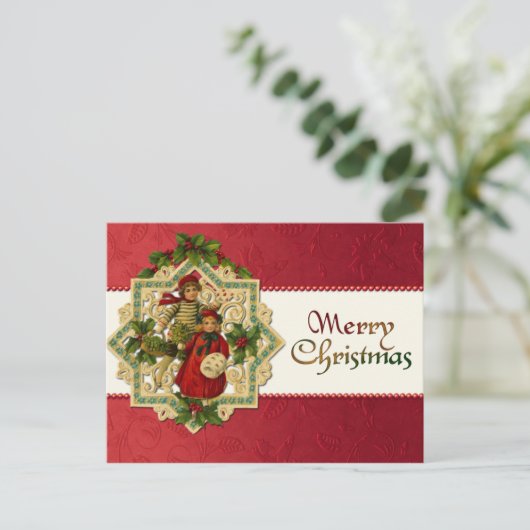 Vintage Kerst Kinderen Briefkaart (Staand voorkant)