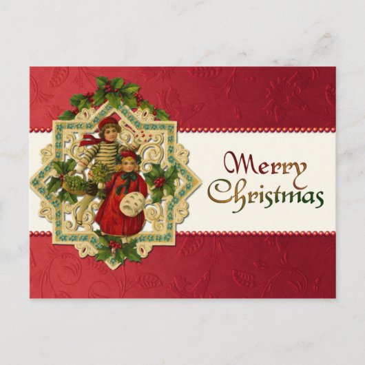 Vintage Kerst Kinderen Briefkaart (Voorkant)