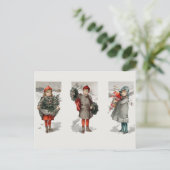 Vintage Kerst Kinderen met Kransen Briefkaart (Staand voorkant)