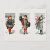 Vintage Kerst Kinderen met Kransen Briefkaart (Voorkant)