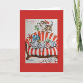 Vintage - Kerst Kittens & Cadeaus, Feestdagen Kaart (Voorkant)