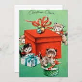 Vintage kerst Kittens door Cadeaus Feestdagenkaart (Voorkant / Achterkant)