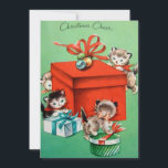 Vintage kerst Kittens door Cadeaus Feestdagenkaart<br><div class="desc">Vintage kerst Kittens door Cadeaus</div>