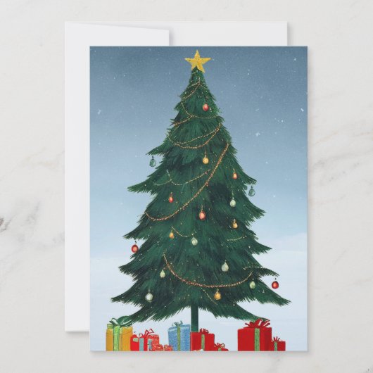 Vintage kerst: klassieke boom en geschenken feestdagenkaart (Voorkant)