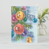 Vintage Kerst Kleurrijke Ornamenten Feestdagenkaart (Staand voorkant)