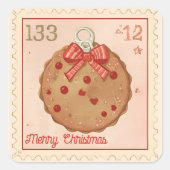 Vintage Kerst Koekje Ornament Vierkante Sticker (Voorkant)