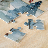 Vintage Kerst Koude Sneeuwstad Legpuzzel (Zijkant)