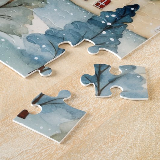 Vintage Kerst Koude Sneeuwstad Legpuzzel (Zijkant)