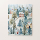 Vintage Kerst Koude Sneeuwstad Legpuzzel (Verticaal)
