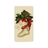 Vintage Kerst Kous Gift Label Label (Voorkant)
