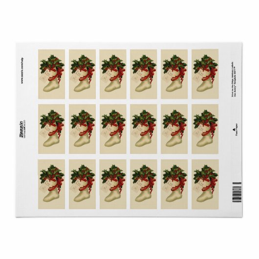 Vintage Kerst Kous Gift Label Label (Full Sheet)