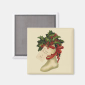 Vintage kerst kous magneet (Voorkant / Achterkant)