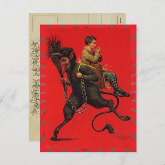 Vintage Kerst Krampus Briefkaart (Voorkant / Achterkant)