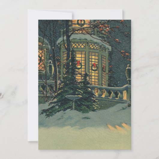 Vintage kerst kransen in Windows uitnodiging (Voorkant)