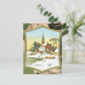 Vintage Kerst Land Kerk Feestdagenkaart (Staand voorkant)