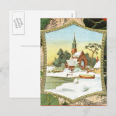 Vintage Kerst Land Kerk Feestdagenkaart (Voorkant / Achterkant)