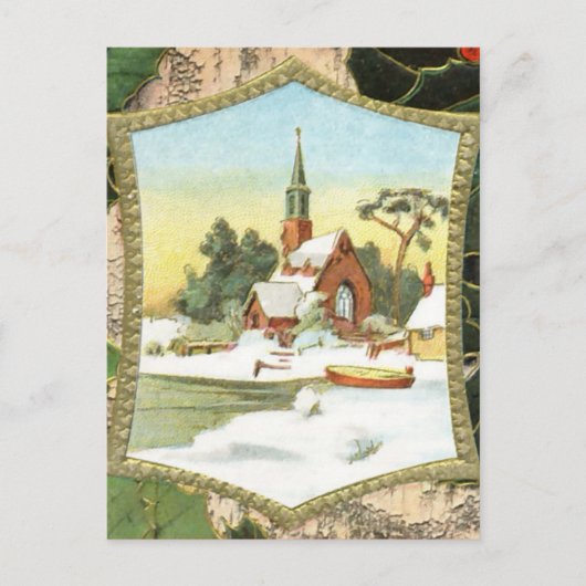 Vintage Kerst Land Kerk Feestdagenkaart (Voorkant)