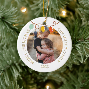 Vintage Kerst Licht Ornament Familie Foto