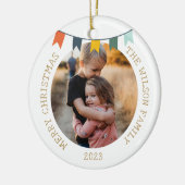 Vintage Kerst Licht Ornament Familie Foto (Links)