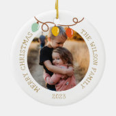 Vintage Kerst Licht Ornament Familie Foto (Achterkant)