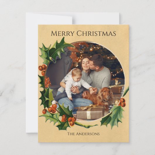 Vintage Kerst lijst familie foto kaart (Voorkant)