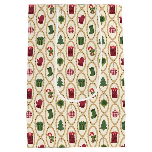 Vintage kerst Lijsten Medium Cadeauzakje (Achterkant)