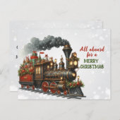 Vintage kerst locomotief Briefkaart (Voorkant / Achterkant)