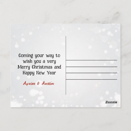 Vintage kerst locomotief Briefkaart (Achterkant)