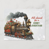 Vintage kerst locomotief Briefkaart (Voorkant)