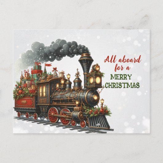 Vintage kerst locomotief Briefkaart (Voorkant)
