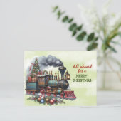 Vintage kerst locomotief Briefkaart (Staand voorkant)