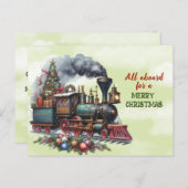 Vintage kerst locomotief Briefkaart (Voorkant / Achterkant)