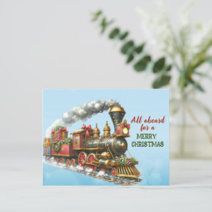 Vintage kerst locomotief Briefkaart