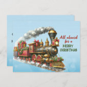 Vintage kerst locomotief Briefkaart (Voorkant / Achterkant)