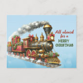 Vintage kerst locomotief Briefkaart (Voorkant)