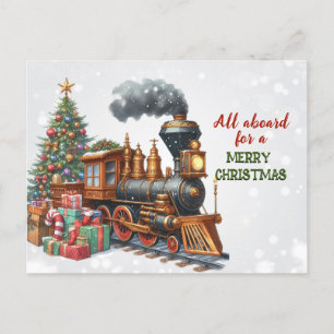 Vintage kerst locomotief Briefkaart