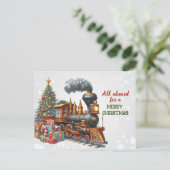 Vintage kerst locomotief Briefkaart (Staand voorkant)