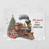 Vintage kerst locomotief Briefkaart (Voorkant / Achterkant)