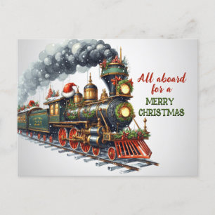 Vintage kerst locomotief Briefkaart