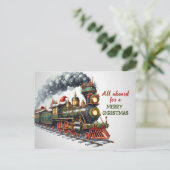 Vintage kerst locomotief Briefkaart (Staand voorkant)