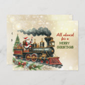 Vintage kerst locomotief Briefkaart (Voorkant / Achterkant)