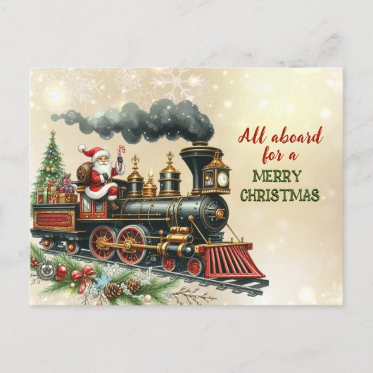 Vintage kerst locomotief Briefkaart (Voorkant)