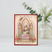 Vintage Kerst Madonna Aangepaste Naam Briefkaart (Staand voorkant)