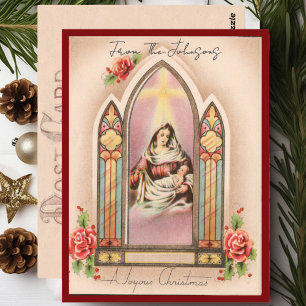 Vintage Kerst Madonna Aangepaste Naam Briefkaart
