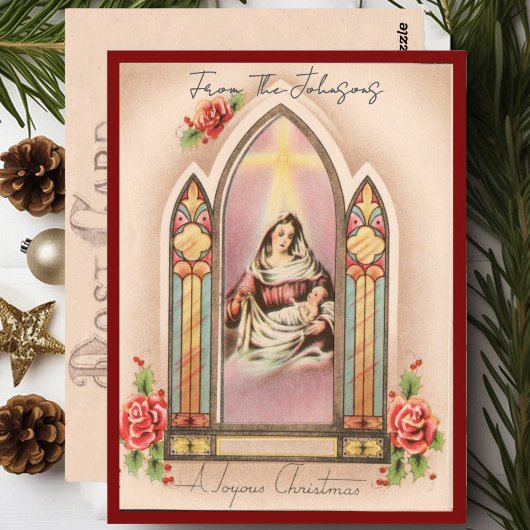 Vintage Kerst Madonna Aangepaste Naam Briefkaart